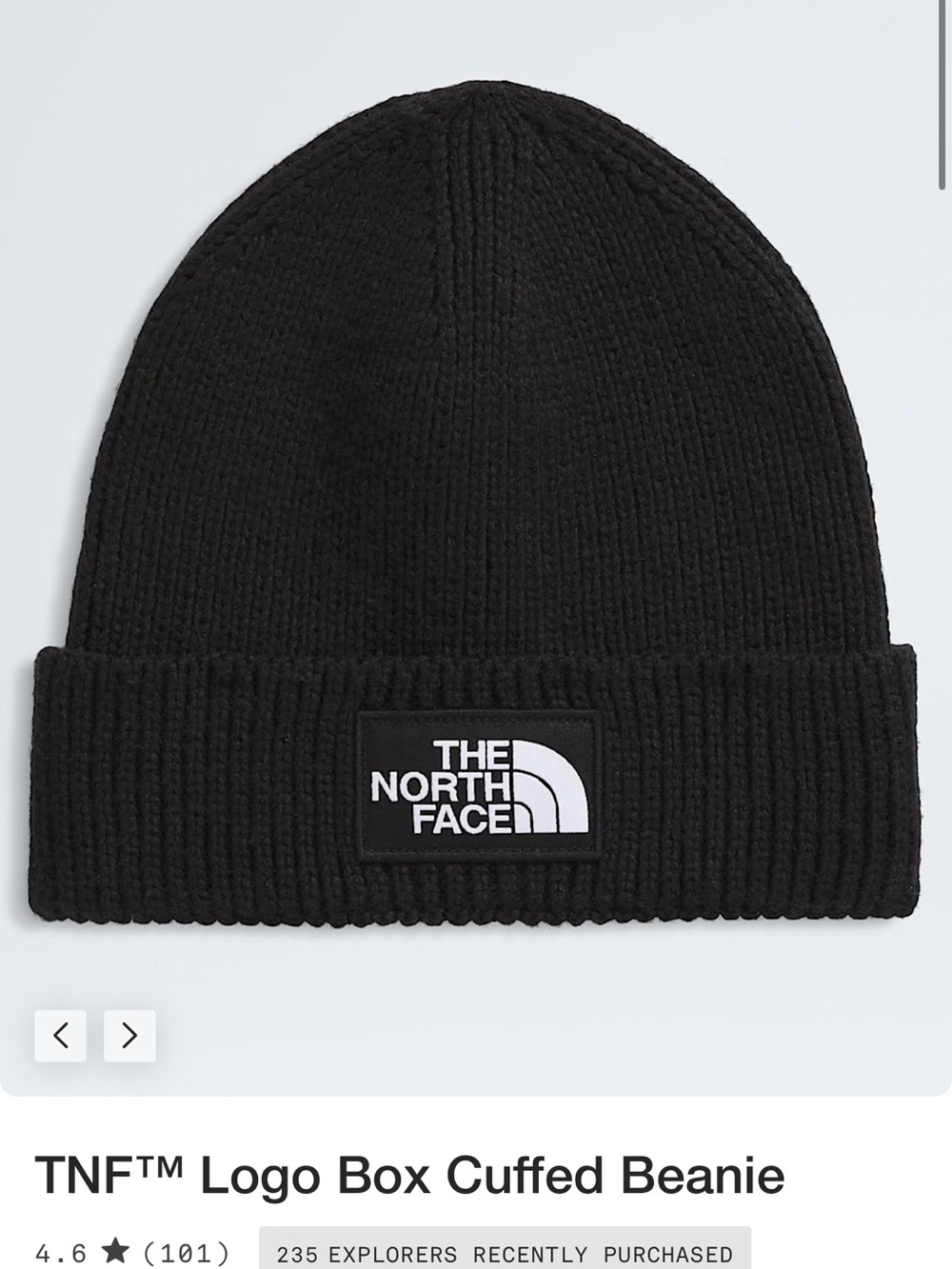 The North Face Black TNF Logo Box Cuffed Beanie